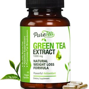 Green Tea Extract Max Potency 98  with EGCG 1000mg for Healthy Weight Loss - Boost Metabolism for Heart - Antioxidants for Immune System - Gentle Caffeine - Fat Burner Supplement Pills - 60 Capsules