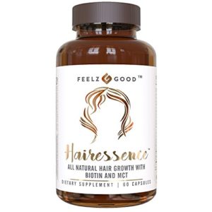 HAIRESSENCE All Natural Hair Growth Biotin Vitamin Formula - Stronger Healthier Hair  Scientifically Formulated w  MCT Vitamin B Copper   more - Supplement For All Hair Types - Veggie Capsules