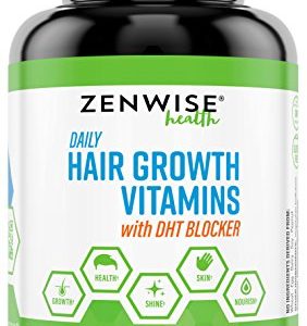 Hair Growth Vitamins Supplement - 5000 mcg Biotin   DHT Blocker Hair Loss Treatment for Men   Women - 1 Month Supply With Vitamin A   E to Stimulate Faster Regrowth   Care for Damaged Hair - 60 Pills