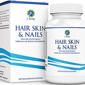 Hair  Skin    Nails Vitamins – 5000 mcg of Biotin to Make Your Hair Grow   Skin Glow with 25 Other Vitamins - Nail Growth and Skin Care Formula for Men   Women