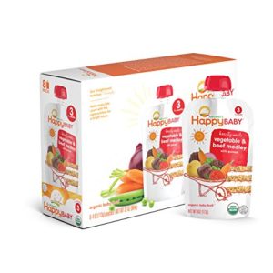 Happy Baby Organic Stage 3 Baby Food  Hearty Meals  Vegetables   Beef Medley with Quinoa  4 oz (Pack of 16)