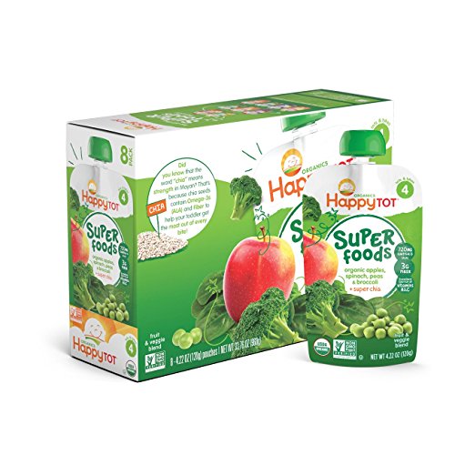 Happy Tot Organic Stage 4 Super Foods Apples Spinach Peas Broccoli Super Chia 4 22 Ounce Pouch (Pack of 16) (Packaging May Vary) 1 Happy Tot Organic Stage 4 Super Foods Apples Spinach Peas Broccoli Super Chia 4 22 Ounce Pouch (Pack of 16) (Packaging May Vary)