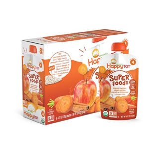Happy Tot Organic Stage 4 Super Foods Apples Sweet Potatoes Carrots   Cinnamon   Super Chia  4 22 Ounce Pouch (Pack of 16) (Packaging May Vary) Non-GMO Gluten Free 3g Fiber Source of vitamins A   C