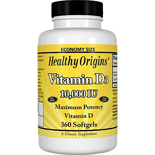 Healthy Origins Vitamin D3 10 000 IU (Non-GMO) 360 Softgels 1 Healthy Origins Vitamin D3 10 000 IU (Non-GMO) 360 Softgels