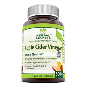 Herbal Secrets Apple Cider Vinegar 500 mg 120 Capsules  Supports Healthy Weight Management  Supports Digestive Functions  Supports Overall Health   Well-being (120)