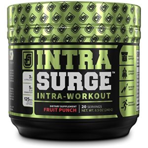 INTRASURGE Intra Workout Energy BCAA Powder - Fermented BCAA Amino Acids  Natural Caffeine  L-Citrulline  and More for Muscle Building  Strength  Endurance  Recovery - Fruit Punch  20sv