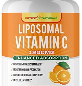 Liposomal Vitamin C - 1200MG  Dietary Supplement  High Absorption Ascorbic Acid Pills  Powerful Antioxidant with Immune System Support  Non-GMO  Soy Free  Gluten Free Fat Soluble VIT C  180 Count