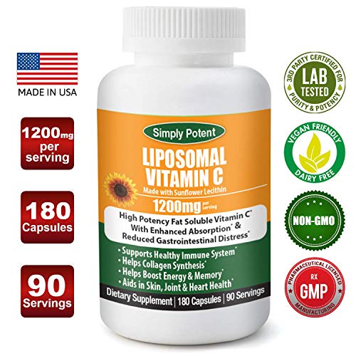 Liposomal Vitamin C 1200mg 180 Capsule 90 Serving Non GMO Vitamin C Natural Vegan High Bioavailable Vitamin C High Dose Fat Soluble Antioxidant Supports Immune System Collagen Skin Heart 1 Liposomal Vitamin C 1200mg 180 Capsule 90 Serving Non GMO Vitamin C Natural Vegan High Bioavailable Vitamin C High Dose Fat Soluble Antioxidant Supports Immune System Collagen Skin Heart