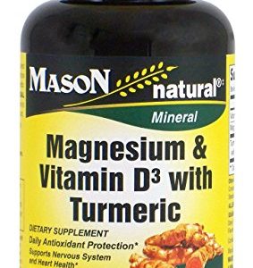 Mason Natural  Magnesium and Vitamin D3 with Turmeric Tablets  60 Count  Herbal Dietary Supplement with Vitamins  Supports Overall Health and Wellness  Supports Heart and Immune Health