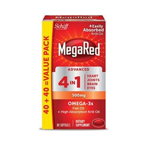 MegaRed Advanced 4in1 500mg  80 softgels - Concentrated Omega-3 Fish   Krill Oil Supplement