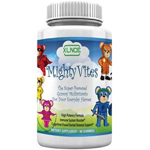 MightyVites - Gummy Multi-Vitamin for Kids - Vegetarian vitamins and nutrients  For metabolism and energy production  Builds stronger bones  teeth  skin and hair  Allergen free  Made in the USA