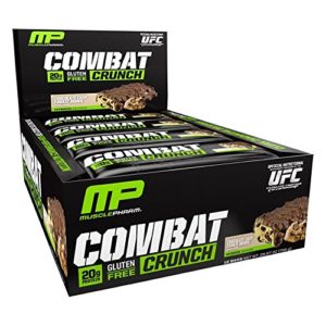MusclePharm Combat Crunch Protein Bar  Multi-Layered Baked Bar  20g Protein  Low Sugar  Low Carb  Gluten Free  Chocolate Chip Cookie Dough  12 Bars