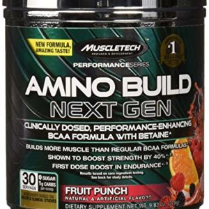 MuscleTech Amino Build Next Gen  Clinically Dosed  Performance-Enhancing BCAA Formula with Betaine  Fruit Punch  10oz (284g)