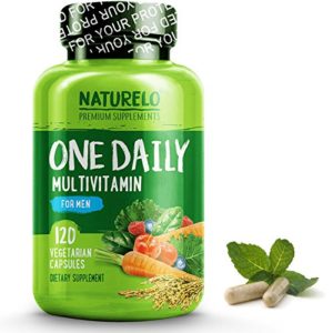 NATURELO One Daily Multivitamin for Men - with Whole Food Vitamins  Organic Extracts - Natural Supplement - Best for Energy  General Health - Non-GMO - 120 Capsules   4 Month Supply