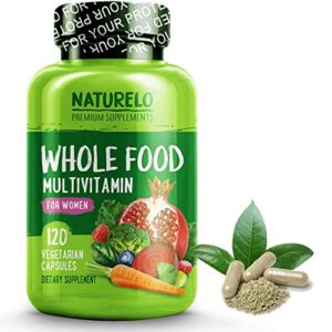 NATURELO Whole Food Multivitamin for Women -  1 Ranked - Natural Vitamins  Minerals  Raw Organic Extracts - Best Supplement for Energy and Heart Health - Vegan - Non GMO - 120 Capsules