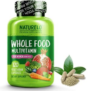 NATURELO Whole Food Multivitamin for Women - Iron Free - Natural Vitamins  Minerals  Raw Organic Extracts - Best for Post Menopausal Women Over 40 - Vegan - No GMO - 120 Capsules