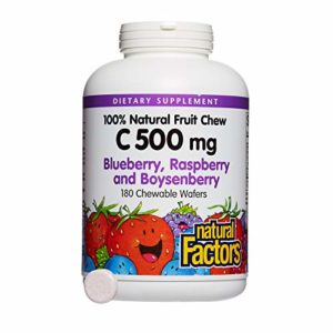 Natural Factors - Vitamin C 500mg  100  Natural Fruit Chew  Blueberry  Raspberry  Boysenberry  180 Chewable Wafers