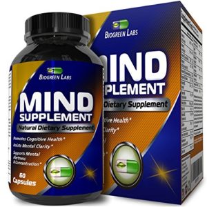 Natural Mind and Memory Supplement – Increases Mental Performance   Clarity – Supports Brain Function – Made with Pure Green Tea Extract   DMAE Bitartrate   Vitamins – 60 Capsules