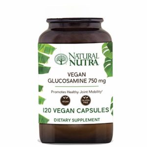 Natural Nutra Vegan and Vegetarian Glucosamine Hydrochloride  Kosher  Shellfish Free  Plant Based  Collagen  Joint and Cartilage Support Supplement  750mg  120 Capsules