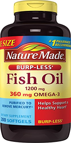 Nature Made Burpless Fish Oil 1200 mg w Omega-3 360 mg Softgels Value Size 200 Ct 1 Nature Made Burpless Fish Oil 1200 mg w Omega-3 360 mg Softgels Value Size 200 Ct