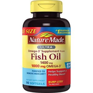 Nature Made Ultra Omega-3 Burpless Fish Oil 1400 mg Softgels w  Omega 3 1000 mg 90 Ct Value Size