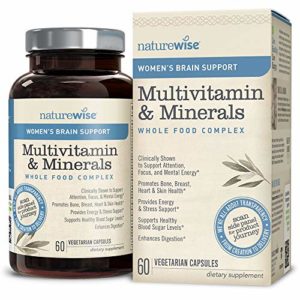 NatureWise Brain Support Multivitamin for Women — Whole Foods Complex with Vitamins   Minerals for Healthy Heart  Bones  Hair   Nails  Plus Cognizin Citicoline for Brain Health  Focus   Memory  60 ct