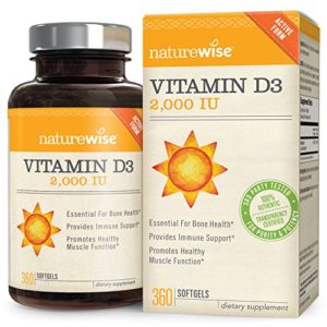 NatureWise Vitamin D3 2 000 IU for Healthy Muscle Function  Bone Health and Immune Support  Non-GMO  Gluten-Free in Cold-Pressed Organic Olive Oil 1-year supply  360 count