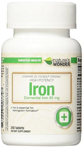 Nature's Wonder Iron (Ferrous Sulfate) 65mg Supplement  240 Count 1 Nature's Wonder Iron (Ferrous Sulfate) 65mg Supplement  240 Count