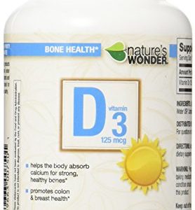 Nature's Wonder Vitamin D3 5000 IU (125mcg) Soft Gels  365 Count