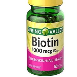 New Spring Valley Biotin 1000mcg 150 Softgels Skin Hair Nail Health Supplement