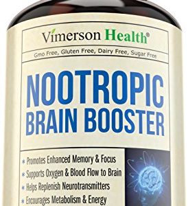Nootropic Brain Booster with Copper  Memory  Mind   Focus - Promotes Concentration  Cognition   Mental Performance  Boosts Metabolism   Energy  Best Supplement with Gaba   DMAE   Bacopa   Vitamins