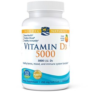 Nordic Naturals Vitamin D3 5000 - Potent Dose of Vitamin D3 for Bone Health  Mood and Sleep Rhythm Support  and Immune System Function   Orange  120 Soft Gels
