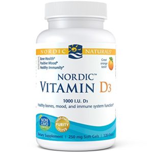 Nordic Naturals Vitamin D3 - Daily Dose of Vitamin D3 For Bone Health  Orange  120 Soft Gels 250 mg