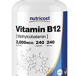 Nutricost Vitamin B12 (Methylcobalamin) 2000mcg  240 Capsules - Non-GMO  Gluten Free B12 Supplement