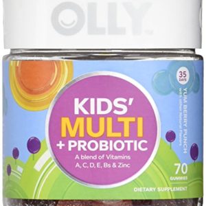 OLLY Kids Multivitamin and Probiotic Gummy Supplement  with Zinc   PROBIOTICS  Yum Berry Punch  70 count (35 day supply)