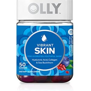 OLLY Vibrant Skin Gummy Supplement  with HYALURONIC ACID  Plump Berry  50 count  25 day supply (packaging may vary)