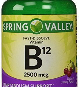 ONLY 1 IN PACK Spring Valley Fast-Dissolve Vitamin B12 2500 Mcg  Metabolism Support  120 Tablets cherry flavor