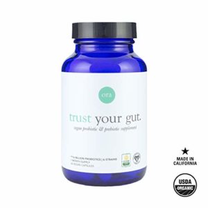 Ora Organic Probiotic Capsules with Prebiotics - Vegan Probiotic - Made in California - For Women   Men  Clean Ingredients  Non-GMO  Dairy  Gluten Free   Easy on Sensitive Stomachs  Glass Bottle