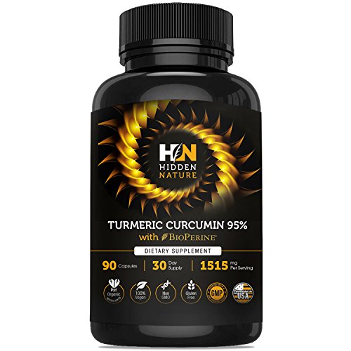 Organic Turmeric Curcumin Capsules Best Pain Relief   Joint Support Black Pepper Organic Turmeric Supplement Pills with Curcuminoids 90 Anti-inflammatory Tablets