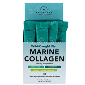 Premium Marine Collagen Peptides Stick Packs   Wild-Caught Fish   30 Single Use Individual Convenience Packets   Anti-Aging  Paleo Friendly  Non-Gmo  Gluten Free  Unflavored   High Bioavailability Mix