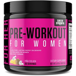 Premium Pre Workout for Women - Sustained Energy and Healthy Weight Loss - Non-GMO  Non-Habit-Forming - Nitric Oxide Booster Powder Supplement with L Arginine - Sheer Strength Labs  30 Servings