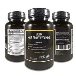 ProCrush Formulas Biotin Growth Support Vitamins- Grow Longer  Fuller  Thicker  Healthier Hair  Nails   Skin for both Men   Women