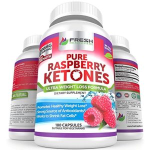 Pure 100  Raspberry Ketones MAX 1000mg Per Serving ✮ 3 MONTH SUPPLY ✮ Powerful Weight Loss Supplement ✮ Provides Energy Boost for Weight Loss ✮ 180 Capsules by Fresh Healthcare