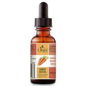 Pure Carrot Seed Body Oil  100  Natural   Cold Pressed  Effective Skin Moisturizer   Tightening  Therapeutic Skincare and Hair Therapy  Rich in Vitamin E   A  Comes with Glass Dropper  1 fl  Oz   30ml