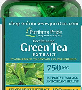 Puritan's Pride Decaffeinated Green Tea Standardized Extract 750 mg-100 Capsules