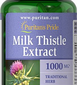 Puritan's Pride Milk Thistle (Silymarin) 4 1 Extract 1000 mg  Pills for Liver and Overall Health Support  180 Rapid Release Softgels