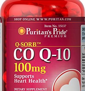 Puritan's Pride Q-SORB CoQ10 100 mg  Supports Heart Health    Important for Statin Medication Users    240 Rapid Release Softgels
