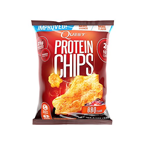 Quest Nutrition Protein Chips  BBQ  21g Protein  3g Net Carbs  130 Cals  Low Carb  Gluten Free  Soy Free  Potato Free  Baked  1 2oz Bag  8 Count  Packaging May Vary