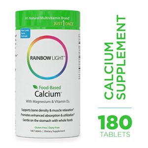 Rainbow Light - Food-Based Calcium - Calcium  Magnesium  and Vitamin D Multivitamin Supplement  Supports Bone Density  Muscle Relaxation  and Calcium Absorption  500 IU Vitamin D3-180 Tablets