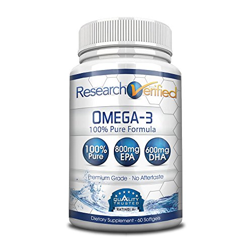 Research Verified Omega 3 - Omega 3 Fish Oil - 100 Pure Premium Omega Fatty Acids - High EPA 800mg DHA 600MG no Aftertaste - 1500mg Softgel Capsules 1 Bottle (1 Month Supply) 1 Research Verified Omega 3 - Omega 3 Fish Oil - 100 Pure Premium Omega Fatty Acids - High EPA 800mg DHA 600MG no Aftertaste - 1500mg Softgel Capsules 1 Bottle (1 Month Supply)